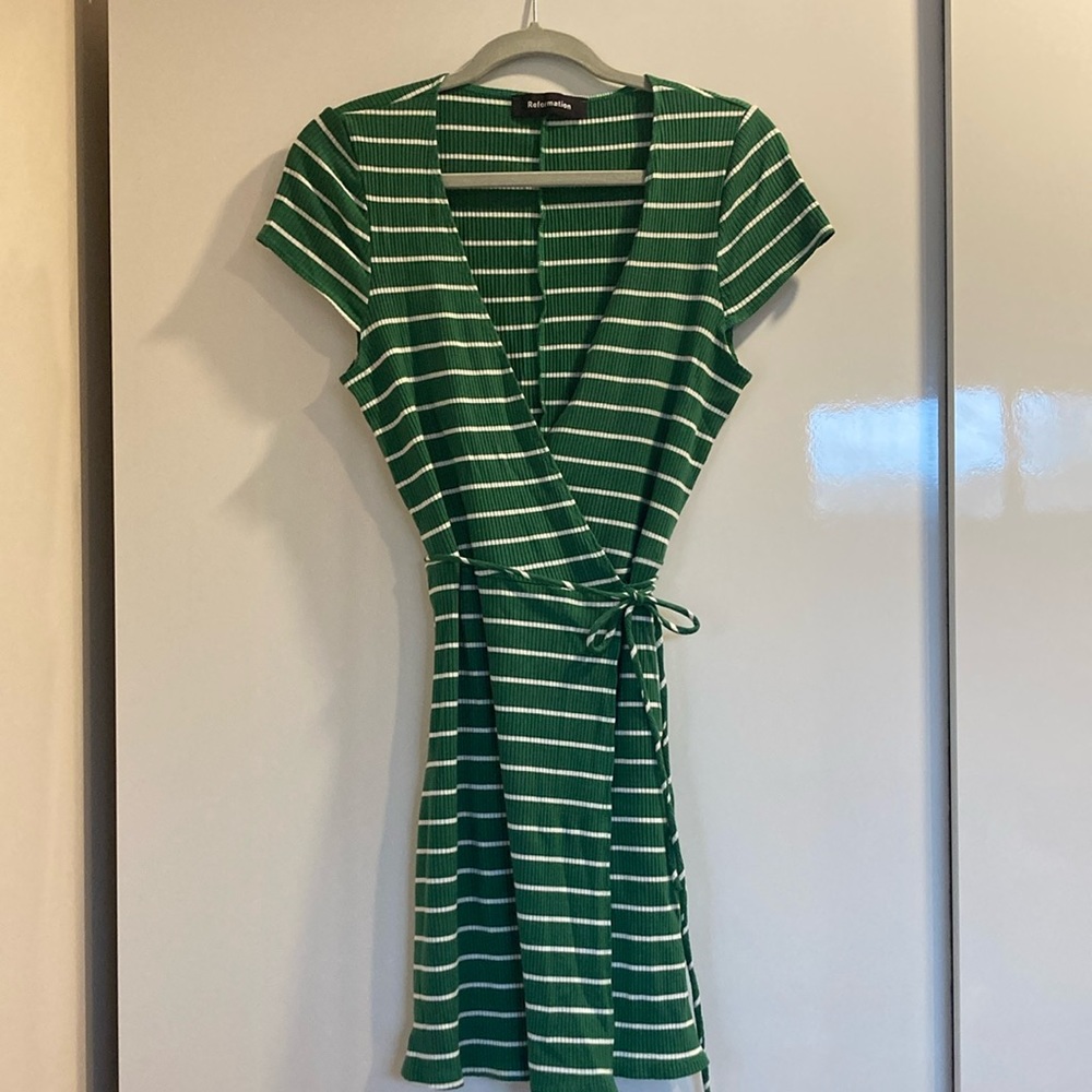 Reformation Striped Wrap Dress